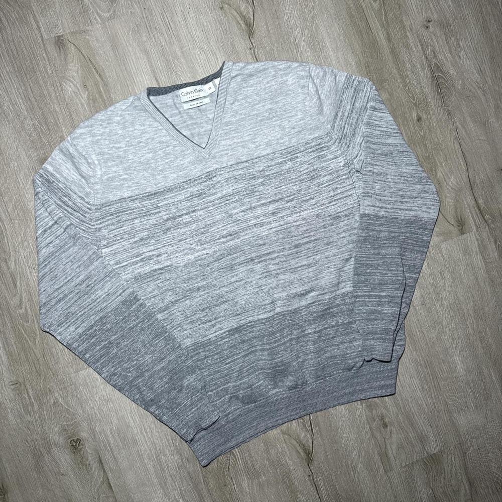 Calvin Klein men's knitwear luxury silk cotton v neck pullover sweater